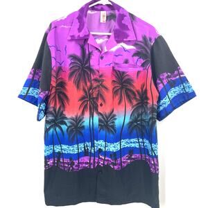 India Boutique Men's Hawaiian Button Down Shirt Short Sleeves, Sz M Beach *READ*